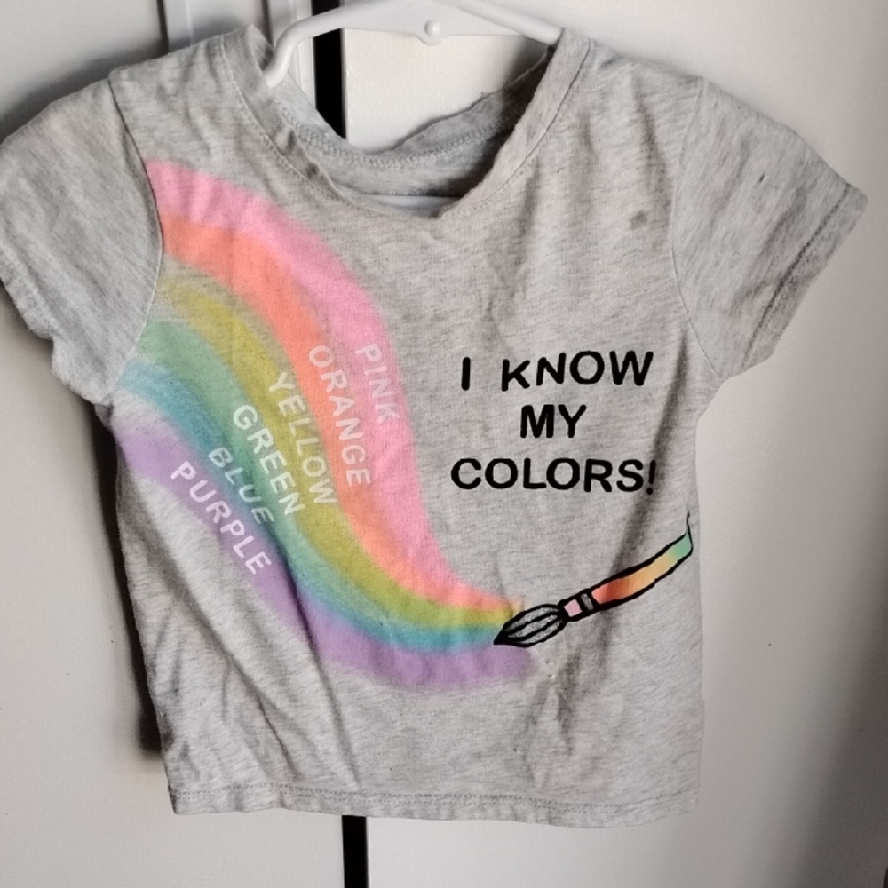 Garanimals Gray and Pink Short Sleeve Tee with Rainbow Design